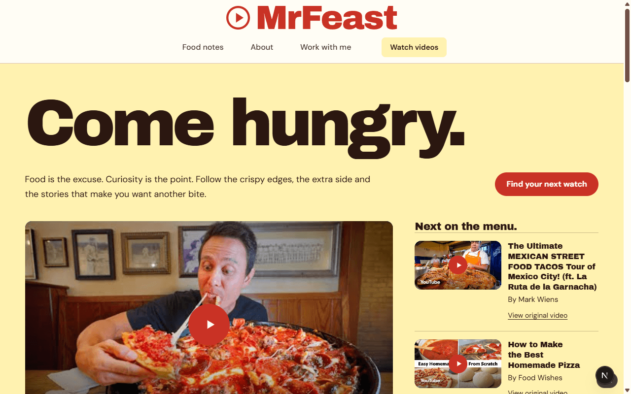 MrFeast demonstration website design